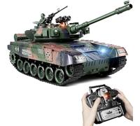 Supdex Tank Telecommande 1/18, Reservoir Télécommandé RUS T90, avec Fumée, Lumière et Son, Télécommande 2,4GHz Modele Char, Tank Radiocommandé Qui Tire BBS et Bombes à Eau pour Enfants et Adultes