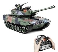 Supdex Tank Telecommande Leopard II 1:18, Tank Militaire RC, avec Recul, Fumée, Lumières, Sons, Maquette Char de Combat Réaliste Tire Billes, Véhicule Armée pour Enfants et Adultes Jouet Collection