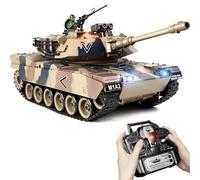 Supdex Tank Telecommande M1A2 Abrams 1:18, Tank Militaire Télécommandé Adulte avec Recul, Fumée, Lumières, Sons, Maquette Char de Combat, Tire Billes Airsoft, Véhicule Armée Enfant et Adulte
