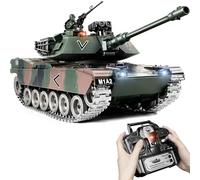 Supdex Tank Telecommande M1A2, RC Char 1/18 Réservoir Télécommandé 2.4Ghz, Maquette Jouets avec Fumée, LumièRes, Réservoir Télécommandé Tir, Sodèle Char de Combat on et Recul pour Enfants et Adultes
