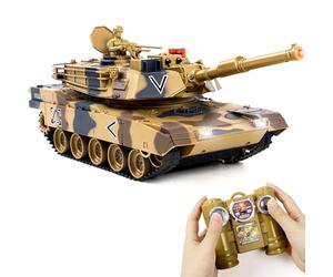 Supdex Tank Telecommande, RC Char, 1/24 Telecommande USA M1A2 Radiocommande, Char de Combat avec de la Fumée et des Lumieres, Telecommandé Enfant, Convient aux Enfants de 6 Ans et Plus