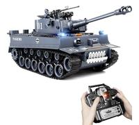 Supdex Tank Telecommandé Tiger I 1/18, Réservoir Télécommande Modèle Blindé de Combat 2,4GHz, Modèle Char de Combat, Crawler Réservoir Télécommandé avec Tir et Sons Réalistes pour Enfants et Adultes