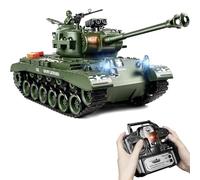 Supdex Tank Telecommande US M26, Char Télécommandé 1/18, Vert Armée Réservoir Télécommandé 2.4Ghz, Maquette Char Jouets avec Fumée, LumièRes, Réservoir Télécommandé Tir, Recul pour Enfants et Adultes