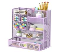 SUPEASY Stylo en métal/porte-crayons, organisateur de bureau avec tiroir, organisateur multifonctionnel crayon, organisateur de bureau et accessoires pour Office Art Supplies (Violet)