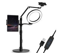 SupeDesk Selfie Ring Light Phone Tablet Stand 8" LED, 3 en 1, support de téléphone aérien, compatible avec téléphone et tablette de 4,5 à 13", bras long réglable, vidéo YouTube/Tiktok, zoom, diffusion