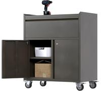 SUPEER Armoire à outils avec tiroirs, servante d'atelier, armoire de garage avec roues et 2 portes verrouillables, armoire en métal, idéale pour les outils et accessoires