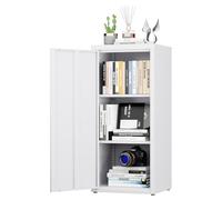 SUPEER Armoire de bureau en métal - Avec porte simple - 88 x 40 x 35 cm - 2 étagères réglables en hauteur - Robuste - Pour documents, dossiers et accessoires de bureau (blanc)