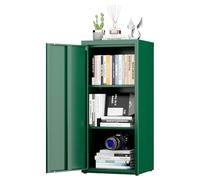 SUPEER Armoire de bureau en métal - Avec porte simple - 88 x 40 x 35 cm - 2 étagères réglables en hauteur - Robuste - Pour documents, dossiers et accessoires de bureau - Vert