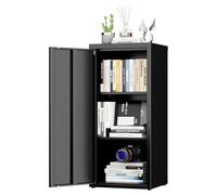 SUPEER Armoire de bureau en métal - Avec porte simple - 88 x 40 x 35 cm - 2 étagères réglables en hauteur - Robuste - Pour documents, dossiers et accessoires de bureau - Noir