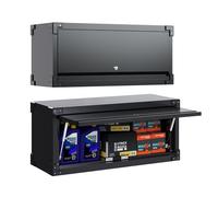 SUPEER Armoire suspendue en métal avec porte rabattable - Armoire murale verrouillable en acier inoxydable - Pour garage, atelier, cuisine - 38,6 x 80 x 30 cm (H x l x P) - Noir