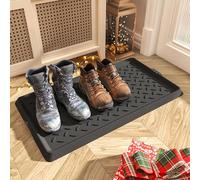 SUPENUIN Tapis de coffre en caoutchouc robuste avec rebord étanche pour entrée, intérieur et extérieur, multi-usages, pour ranger les chaussures, 40,6 x 70,5 cm