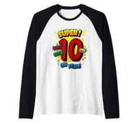 Super 10e Anniversaire Comic Pop Art Wow Cool OMG Oh Yeah Kids Manche Raglan