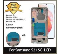 Super AMOLED pour Samsung S21 5G G991B LCD écran tactile numériseur pour Samsumg S21 G991N G991U LCD avec cadre Frame Pink Cover