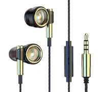 Super Bass Headset 6D Noise Cancelling Earphone Subwoofer Earpiece Hi-Fi Stereo Music Earbuds Wired with Wheat Phone Headset,Black