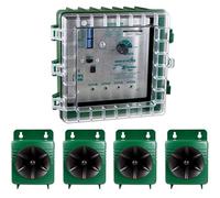 Super BirdXPeller Pro - Répulsif Sonore Anti-Oiseaux et Pigeons, 4 Haut-Parleurs, Programmable, Portée Jusqu’à 2,4 Hectares, Usage Extérieur