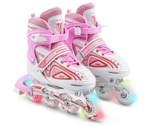 Super Blades X Pro - Rollers avec roues à LED illuminées - blanc/rose