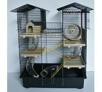 Super Cage CH2 pour hamster et rongeurs Noir/beige Gamelle gratuite