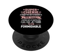 Super Chérie Message Déclaration d’Amour Original Femme PopSockets PopGrip Adhésif