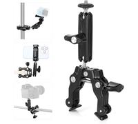 Super Clamp avec Bras Magique Articulé 360°, Support de caméra Double Pince en Aluminium Réglable avec Filetage 1/4"" et 3/8"", Support de Guidon de Moto, Compatibilité avec GoPro DJJ.[F493]