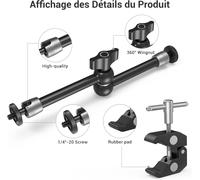 Super Clamp Et Bras Magique Articulé À Friction Réglable De 10 Pouces Avec Vis 1/4" Pour Moniteur Lcd/Lumières Led - 2732B[SHY9291629]
