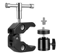 Super Clamp Mount pour Appareil Photo avec Adaptateur à Tête Sphérique, Trépied Super Pince Ttête de Trépied à Rotule Stable avec Filetage 1/4" 3/8", pour Appareils Photo Flash Lumières LED