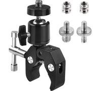 Super Clamp Tripod with 1/4 Inch 3/8 Inch Thread Adapter, Super Clamp Mount, Mini Super Clamp Camera Aluminium Alloy, Mini Ball Joint for Camera, Flash Lighting, Tripod