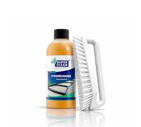 SUPER CLEAN Kit de nettoyage pour pierre 500 ml + brosse à anse, pour terrasse, béton, pierre naturelle et pavés, élimine la saleté et les dépôts causés par les intempéries, jusqu'à 50 m², fabriqué en