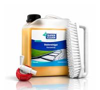 SUPER CLEAN Kit nettoyant pour pierre 2000 ml + brosse à poignée + robinet d'écoulement - pour terrasse, béton, pierre naturelle et pavés - Élimine la saleté et les dépôts causés par les intempéries