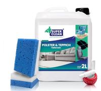 SUPER CLEAN Nettoyant et tapis Concentré pour tous les types de tissus d'ameublement, moquettes et sièges de voiture Contenu : 2 litres + 2 éponges