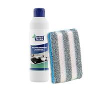 SUPER CLEAN Nettoyant plaques de cuisson pour vitrocéramique et induction 250 ml avec éponge duo nettoyage et soin éclatant élimine graisses et résidus incrustés sans étiquetage nocif