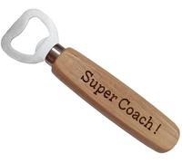 Super Coach - Décapsuleur en Bois Gravé et Personnalisé Cadeau Entraineur Unique Coach Sportif pour Anniversaire, Noël ou Cadeau de Remerciement pour un Entraineur