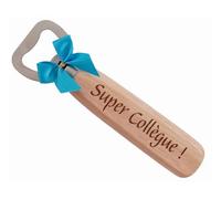 Super Collègue - Décapsuleur en Bois Gravé et Personnalisé pour Equipié de Travail - Cadeau Collègue Homme Original Pour Noël, Anniversaire, Cadeau Bureau Homme