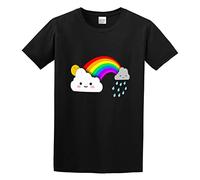 Super Cute Clouds and Rainbow Men Adult Short Sleeve Black XXL