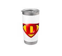 Super D Hero Alphabet Cute Initial Monogram Letter D Logo Gobelet isotherme en acier inoxydable double paroi