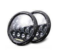 SUPER DAFI Ensemble Eclairage Avant Phare LED Rond Universel De 7 Pouces H4 Faisceau Hi Lo Halo DRL Lampe Frontale De Véhicule 2 Pièces Projecteur(75W headlight balck)