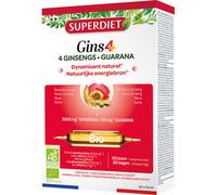 Super Diet Gins4+ Bio 4 Ginsengs + Guarana Dynamisant Naturel 20x10ml