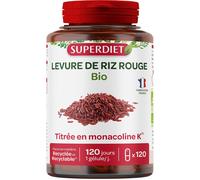 Super Diet Levure de riz rouge Bio végan titrée en monacoline K 120 gélules