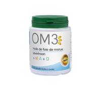 Super Diet – OM3 Huile de foie de morue – Vitamines A et D – Défenses immunitaires – 120 capsules