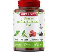 Superdiet Quatuor Brûle-Graisse Bio – Maté, Guarana, Thé vert, Acaï – 150 comprimés