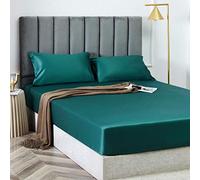 Super Drap, Feuille de lit en Coton Coton en Satin Couvercle de lit de lit de lit Non Glissant Protecteur pour Double King-Green_120cmx200cm * 32cm