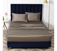 Super Drap, Feuille de lit en Coton Coton en Satin Couvercle de lit de lit netteur Protecteur de Matelas Non Glissant pour Double King-Dark_Brown_120cmx200cm * 32cm