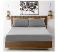 Drap-Housse en Microfibre Respirante, résistante à la décoloration et aux Plis, Coins élastiques, Facile d'entretien pour Matelas et Drap-Housse King Size (25 cm, Gris)