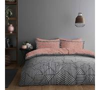 Super Dreamer Parure de lit 4 pièces avec Housse de Couette réversible et taies d'oreiller en Polycoton Motif Rayures