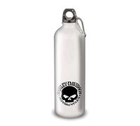 SUPER FABRIQUE Gourde/Bouteille d'eau en Aluminium - Acier Inoxydable (thermos 24h) réutilisable 330ml à 750ml, hommage moto HD Skull (Mousqueton L 750ml, Aluminium)