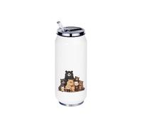 SUPER FABRIQUE Gourde/Bouteille d'eau (isotherme 24h) réutilisable 330ml à 750ml, Ours Enchanteurs : Famille Adorable (Cannette Inox, 500ML)