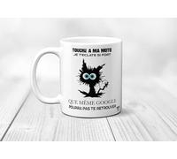 SUPER FABRIQUE Mug/Tasse en céramique Chat Fou, Touche pas à ma moto, imprimée en France