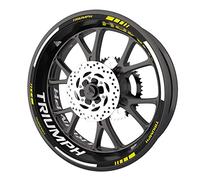 SUPER FABRIQUE Pack complet de stickers Liserets de jantes pour moto Triumph qualité Premium (2 roues) (Jaune)