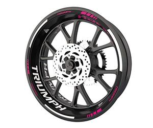 SUPER FABRIQUE Pack complet de stickers Liserets de jantes pour moto Triumph qualité Premium (2 roues) (Fuchsia)