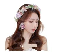 Super Fée Faite à la Main Mori Fleur Coiffure de mariée Lilas | Super fée faite à la main Mori fleur coiffure de mariée guirlande lilas photo studio emplacement robe voyage