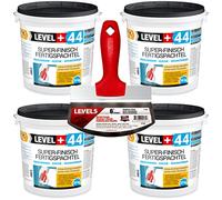 Super Finish RM44/5-210 Mastic prêt à l'emploi Q1-Q4 - 100 kg - Blanc - Intérieur lisse - Avec grattoir et pelle en acier inoxydable